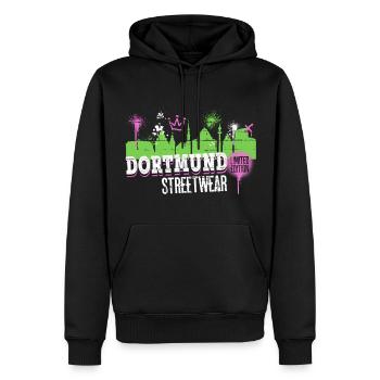 Dortmund Skyline Stadt Deutschland Graffiti - Männer Premium Bio Hoodie - Schwarz - Vorne - Nico (187cm)