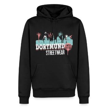 Dortmund Skyline Stadt Deutschland Graffiti - Männer Premium Bio Hoodie - Schwarz - Vorne - Nico (187cm)