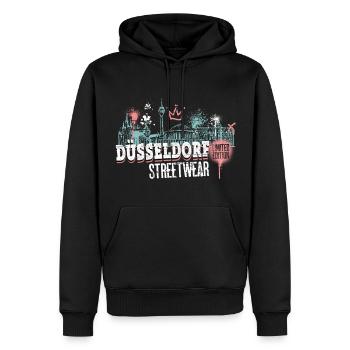 Düsseldorf Skyline Stadt Deutschland Graffiti - Männer Premium Bio Hoodie - Schwarz - Vorne - Nico (187cm)