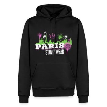 Paris Skyline Stadt Frankreich Graffiti Kunst - Männer Premium Bio Hoodie - Schwarz - Vorne - Nico (187cm)