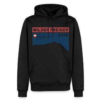 Wilder Freiger Bergtour Roter Grat Gipfel Höhe - Männer Premium Bio Hoodie - Schwarz - Vorne - Nico (187cm)
