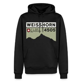 Ascension du guide de haute montagne du Weisshorn Valais - Sweat à capuche Premium bio Homme - noir - Devant - Nico (187cm)