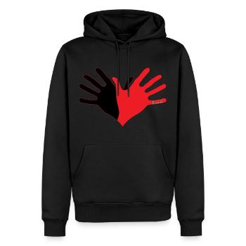 Duart Symbol Shqipe Zemra - Männer Premium Bio Hoodie - Schwarz - Vorne - Nico (187cm)
