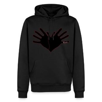 Duart Symbol Shqipe Zemra -Zi me Linja te Kuqe - Männer Premium Bio Hoodie - Schwarz - Vorne - Nico (187cm)