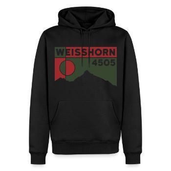 Wallis Weisshorn Hochtour Bergtour Tour Souvenir - Männer Premium Bio Hoodie - Schwarz - Vorne - Nico (187cm)