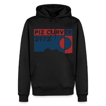 Piz Curvér Finisher Skitour Wandern Klettern - Männer Premium Bio Hoodie - Schwarz - Vorne - Nico (187cm)