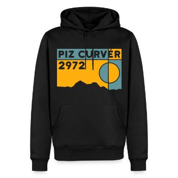 Piz Curvér Wandern Skitour Bergtour Fels Klettern - Männer Premium Bio Hoodie - Schwarz - Vorne - Nico (187cm)