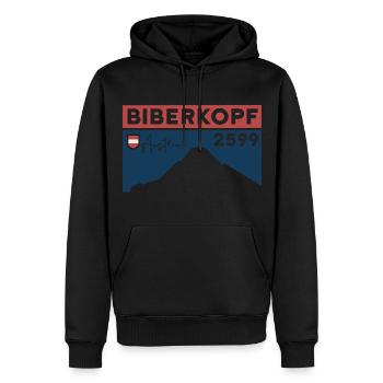 Biberkopf Randonnée d’escalade Warth Schröcken - Sweat à capuche Premium bio Homme - noir - Devant - Nico (187cm)