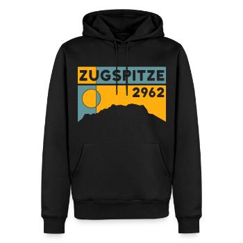 Zugspitze 2962 Mountain Altitude Hiking Hike Train - Men’s Premium Organic Hoodie - black - Front - Nico (187cm)