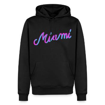 Miami - Männer Premium Bio Hoodie - Schwarz - Vorne - Nico (187cm)