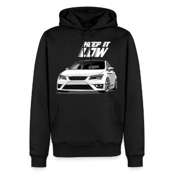 Leon 5F FR Keep it Low - Männer Premium Bio Hoodie - Schwarz - Vorne - Nico (187cm)