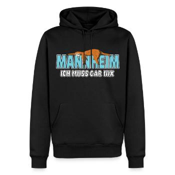 Mannheim ich muss gar nix Faultier Heimat - Männer Premium Bio Hoodie - Schwarz - Vorne - Nico (187cm)