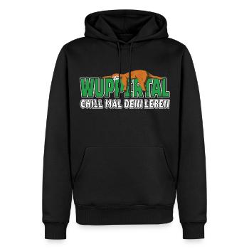 Wuppertal chill mal dein Leben Faultier Heimat - Männer Premium Bio Hoodie - Schwarz - Vorne - Nico (187cm)