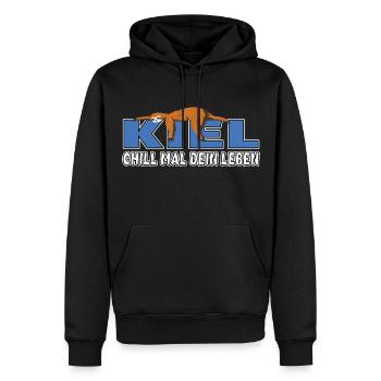 Kiel chill mal dein Leben Faultier Heimat - Männer Premium Bio Hoodie - Schwarz - Vorne - Nico (187cm)