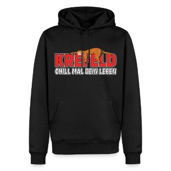 Krefeld chill mal dein Leben Faultier Heimat - Männer Premium Bio Hoodie - Schwarz - Vorne - Nico (187cm)