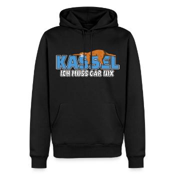 Kassel ich muss gar nix Faultier Heimat - Männer Premium Bio Hoodie - Schwarz - Vorne - Nico (187cm)