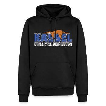 Kassel chill mal dein Leben Faultier Heimat - Männer Premium Bio Hoodie - Schwarz - Vorne - Nico (187cm)