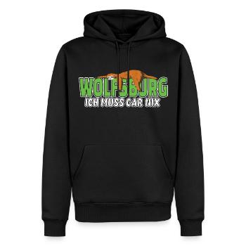 Wolfsburg ich muss gar nix Faultier Heimat - Männer Premium Bio Hoodie - Schwarz - Vorne - Nico (187cm)