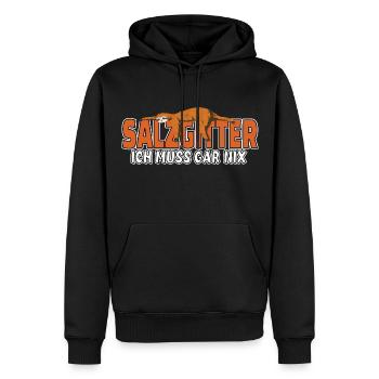 Salzgitter ich muss gar nix Faultier Heimat - Männer Premium Bio Hoodie - Schwarz - Vorne - Nico (187cm)