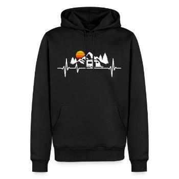 Caravane Heartbeat Camper Camping Vacances - Sweat à capuche Premium bio Homme - noir - Devant - Nico (187cm)