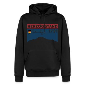 Herzogstand, Montagne, Randonnée, Randonne, Promenade sur les crêtes - Sweat à capuche Premium bio Homme - noir - Devant - Nico (187cm)