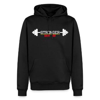 Stronger - Sweat à capuche Premium bio Homme - noir - Devant - Nico (187cm)