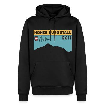 Hoher Burgstall Bergtour Klettersteig Stubaital - Männer Premium Bio Hoodie - Schwarz - Vorne - Nico (187cm)