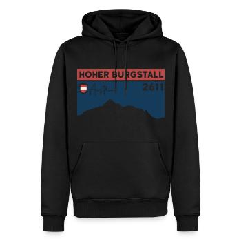 Hoher Burgstall Bergtour Klettersteig Stubaital - Männer Premium Bio Hoodie - Schwarz - Vorne - Nico (187cm)