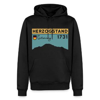 Herzogstand, Montagne, Randonnée, Randonne, Promenade sur les crêtes - Sweat à capuche Premium bio Homme - noir - Devant - Nico (187cm)