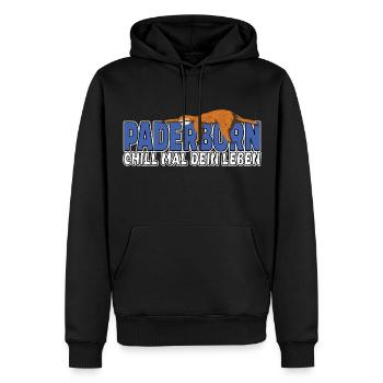 Paderborn chill mal dein Leben Faultier Heimat - Männer Premium Bio Hoodie - Schwarz - Vorne - Nico (187cm)