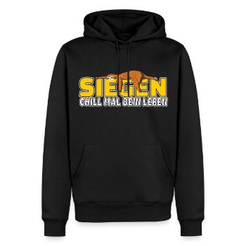 Siegen chill mal dein Leben Faultier Heimat - Männer Premium Bio Hoodie - Schwarz - Vorne - Nico (187cm)