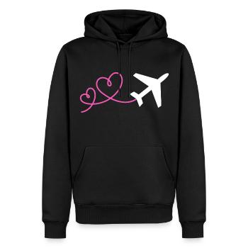 Flieger mit Herz Fliegen Reisen Urlaub Flugzeug - Männer Premium Bio Hoodie - Schwarz - Vorne - Nico (187cm)