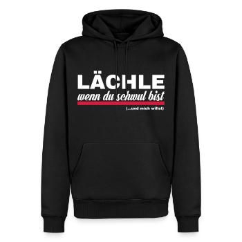 Lächle, wenn Du schwul bist! ...und mich willst - Männer Premium Bio Hoodie - Schwarz - Vorne - Nico (187cm)
