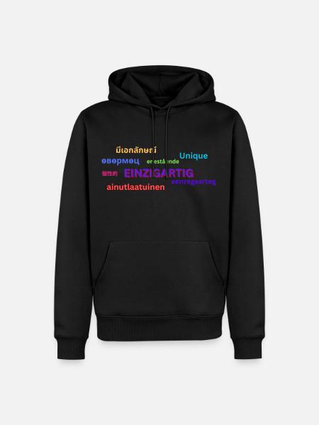 Einzigartig - Männer Premium Bio Hoodie - Schwarz