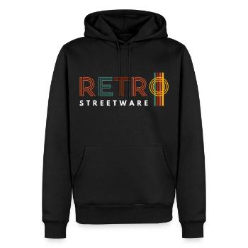 Retro Design streetwear - Männer Premium Bio Hoodie - Schwarz - Vorne - Nico (187cm)