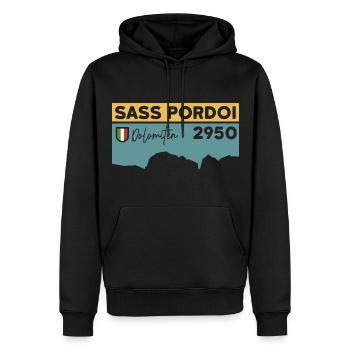 Sass Pordoi Hiking Pordoi Peak Sella Dolomites - Men’s Premium Organic Hoodie - black - Front - Nico (187cm)