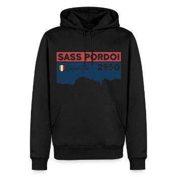 Sass Pordoi Pordoi Hiking Sella Dolomites - Men’s Premium Organic Hoodie - black - Front - Nico (187cm)