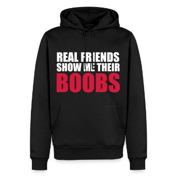 Real Friends - Männer Premium Bio Hoodie - Schwarz - Vorne - Nico (187cm)