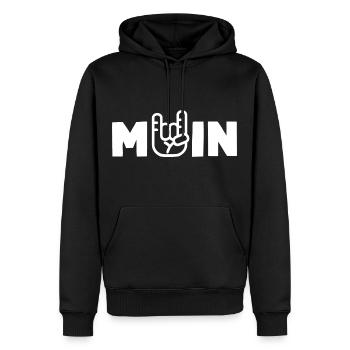 Moin Rock n Roll Norden Gruß Rocker - Männer Premium Bio Hoodie - Schwarz - Vorne - Nico (187cm)