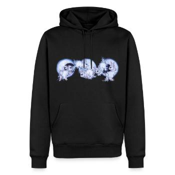 Niedliche Häschen Hasen auf Mond mit Sternen - Männer Premium Bio Hoodie - Schwarz - Vorne - Nico (187cm)