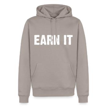 Gagnez de la motivation - Sweat à capuche Premium bio Homme - taupe - Devant - Nico (187cm)