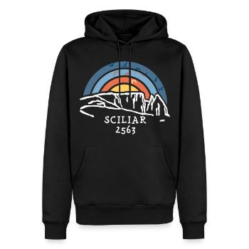 Sciliar Sciliar Catinaccio Randonnée Dolomites - Sweat à capuche Premium bio Homme - noir - Devant - Nico (187cm)