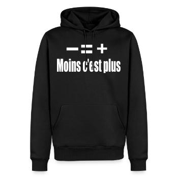 Moins C’est Plus - Sweat à capuche Premium bio Homme - noir - Devant - Nico (187cm)