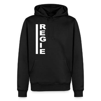 Regie senkrecht weiss - Männer Premium Bio Hoodie - Schwarz - Vorne - Nico (187cm)