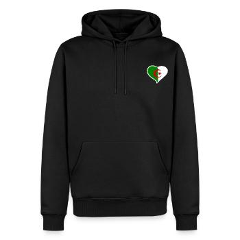 Drapeau coeur Algérie - Sweat à capuche Premium bio Homme - noir - Devant - Nico (187cm)