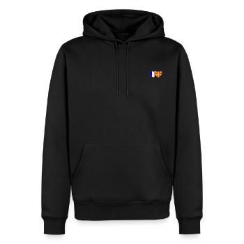 Frankreich Mazedonien Flagge Herz - Männer Premium Bio Hoodie - Schwarz - Vorne - Nico (187cm)