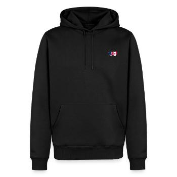 USA Canada Flag Heart - Men’s Premium Organic Hoodie - black - Front - Nico (187cm)