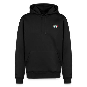 Uruguay Italie Drapeau Coeur - Sweat à capuche Premium bio Homme - noir - Devant - Nico (187cm)