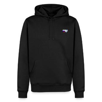 Russie Uruguay Flag Heart - Sweat à capuche Premium bio Homme - noir - Devant - Nico (187cm)