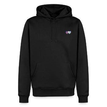 Islande Uruguay Flag Heart - Sweat à capuche Premium bio Homme - noir - Devant - Nico (187cm)